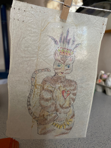 Teabag Drawing- Feline Queen