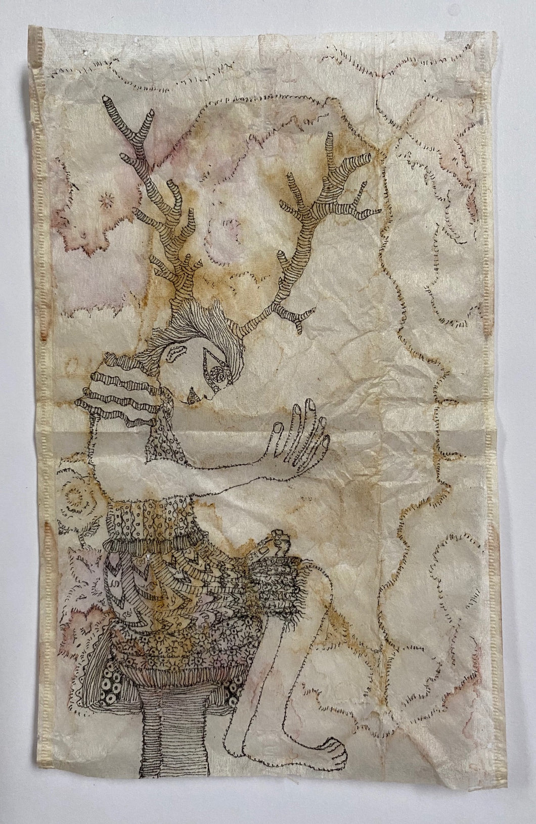 Teabag Drawing-Two Right Hands