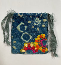 Load image into Gallery viewer, Embroidered Drawstring Pouch- Different Tides
