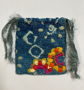 Embroidered Drawstring Pouch- Different Tides