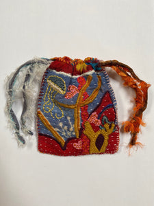 Embroidered Drawstring Pouch- Under the Sea