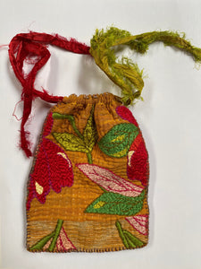 Embroidered Drawstring Pouch- Dusk and Dawn