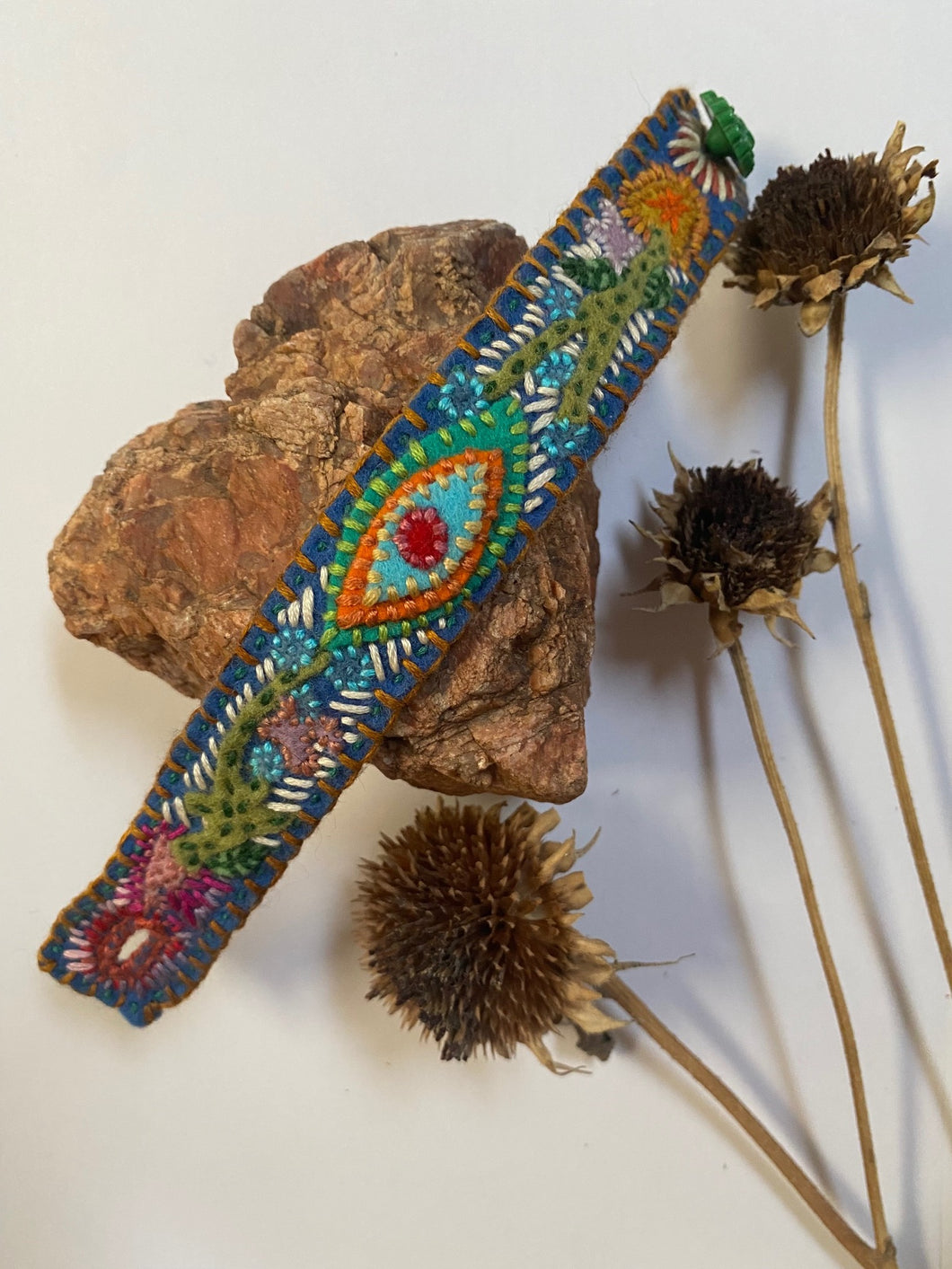 Embroidered cuff bracelet